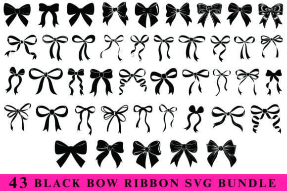 43 Black Bow Svg Bundle Graphics for Crafts