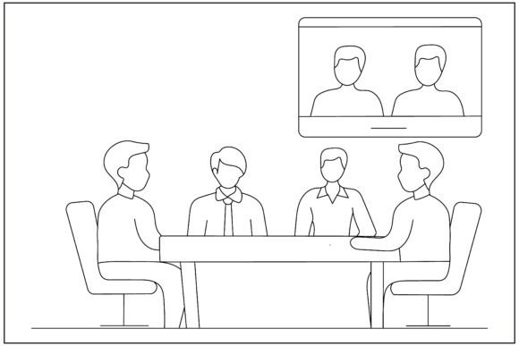 Business Meeting Contrast Scene Line Art Graphics