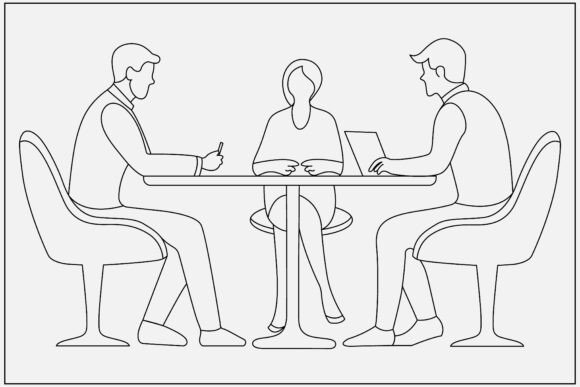 Business Meeting Line Art Graphics