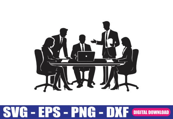 Business Meeting Silhouette Graphics for Modern Crafts