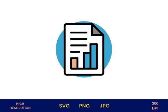 Business Report Icon with Bar Chart Data
