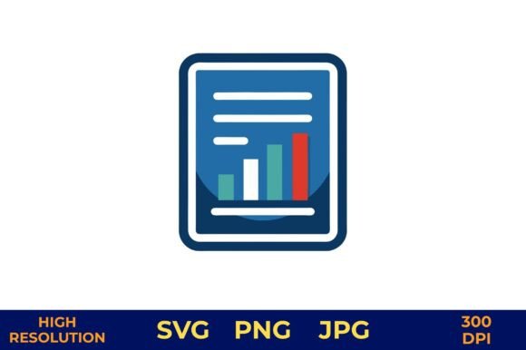 Business Report Icon with Bar Chart Graphics
