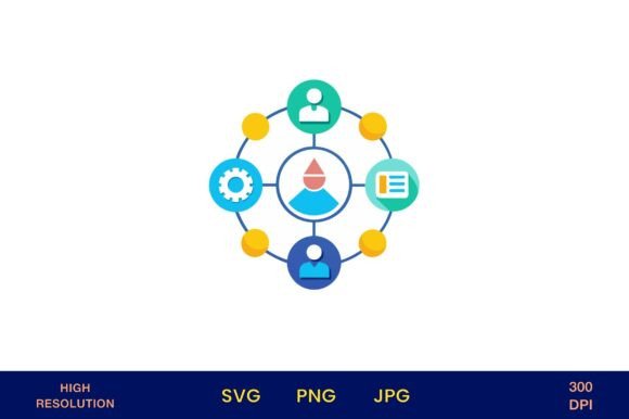 Business Resource Icons in Circular Flow Graphics