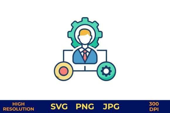 Business Workflow Icon with Gears