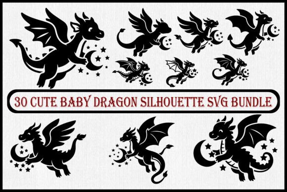 Cute Baby Dragon Silhouette for Crafts and Graphics