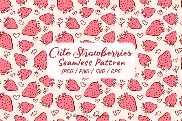 Cute Spring Strawberry Seamless Pattern for Graphics and Patterns