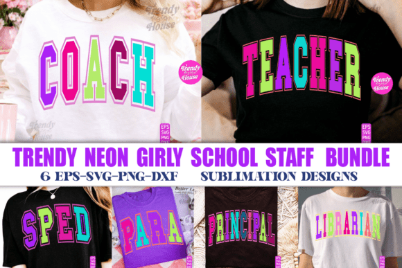 Neon Girly School Occupation SVG Bundle for Graphics and Crafts