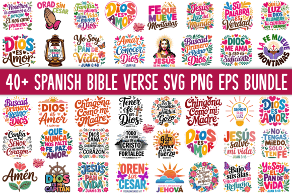 Spanish Bible Verse SVG PNG Bundle for T-Shirt Designs and Graphics
