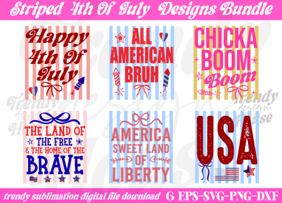 Striped 4th of July Graphics for T-Shirt Designs
