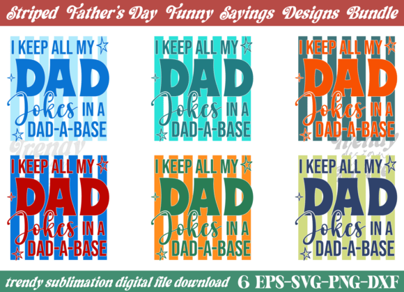 Striped Funny Fathers Day SVG PNG Bundle for T-Shirt Designs