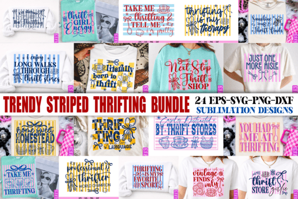 Striped Thrifting PNG Bundle Grandma PNG: A Versatile Graphic for Local Branding