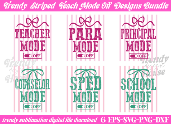 Stripes School Staff PNG Bundle for T-Shirt Designs