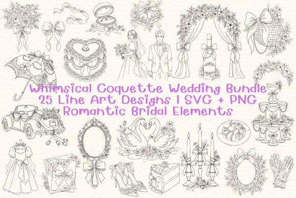 Whimsical Coquette Wedding SVG Bundle for Cricut & Handmade Projects